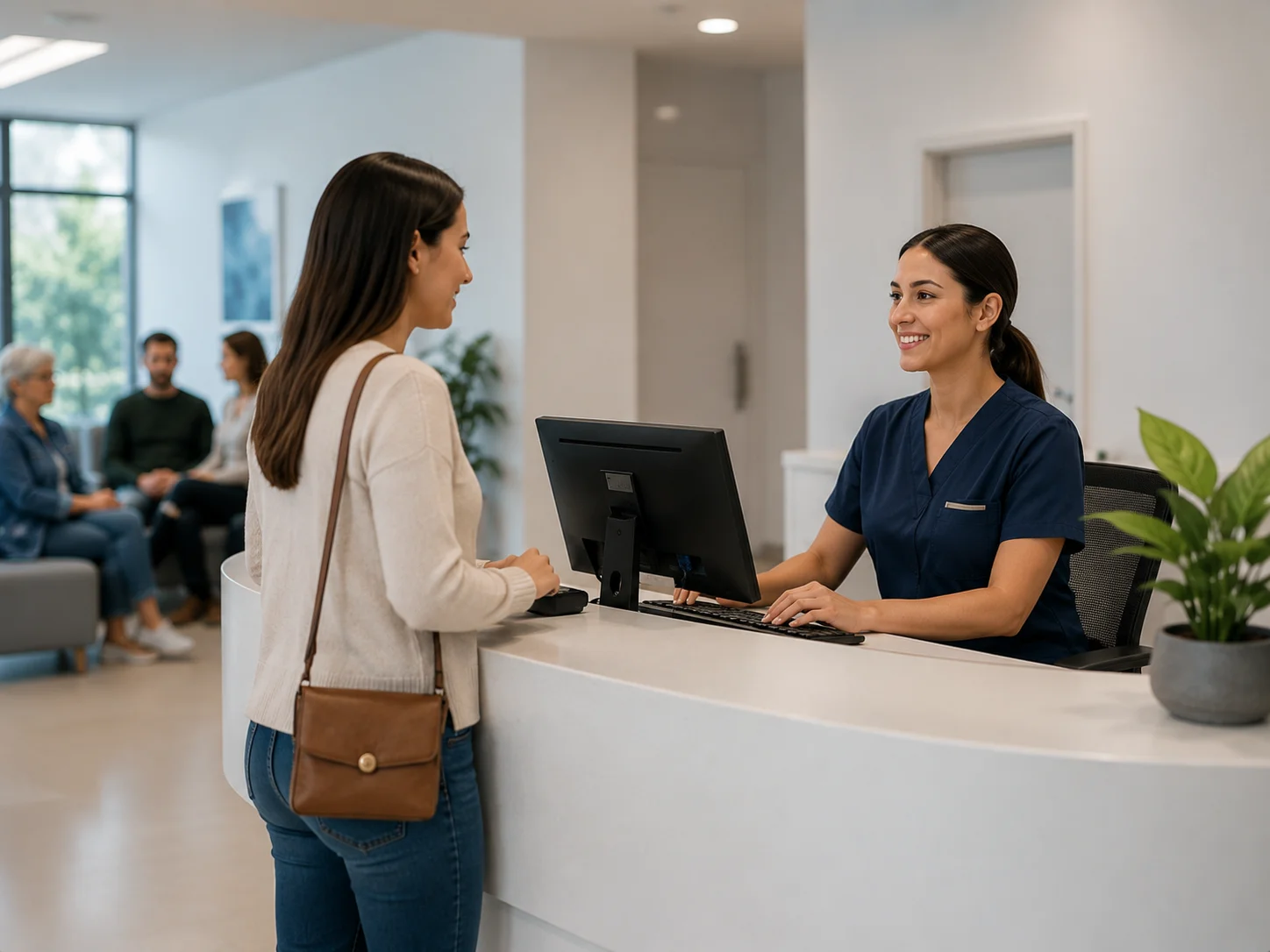Busy clinic front desk managing incoming patient calls
