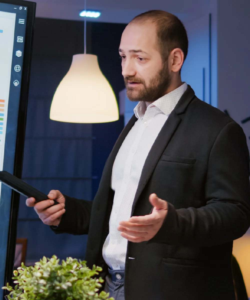 Professional presenting ideas in a modern office